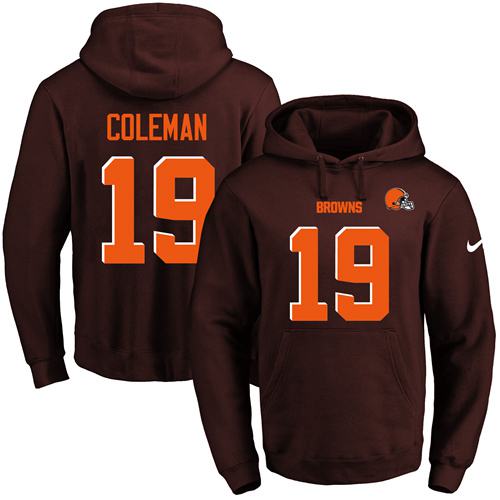 Nike Browns #19 Corey Coleman Brown Name & Number Pullover NFL Hoodie